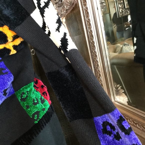 Vintage Berer black multi square print beaded jacket - Picture 5 of 7